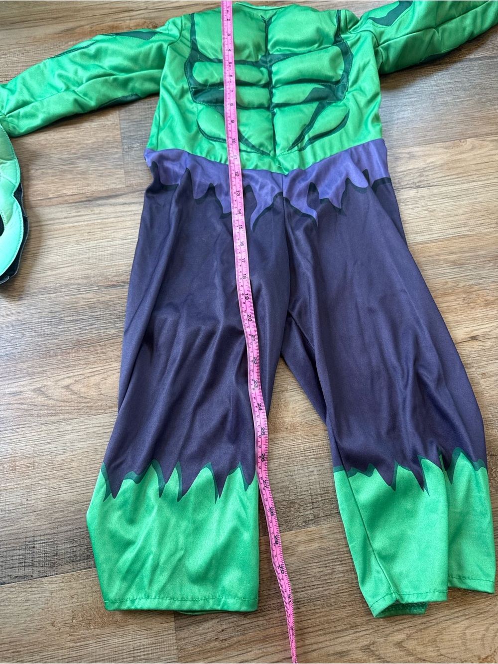 Green Muscular Hulk Kids Costume with Cape and Mask Size 2T-3T - Picture 4 of 4